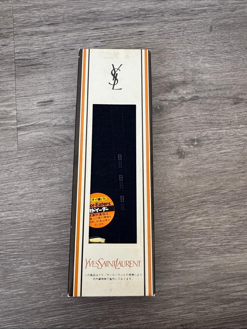 Vintage Yves Saint Laurent Navy 100% Cotton Men’s Sock in Original Sealed Box
